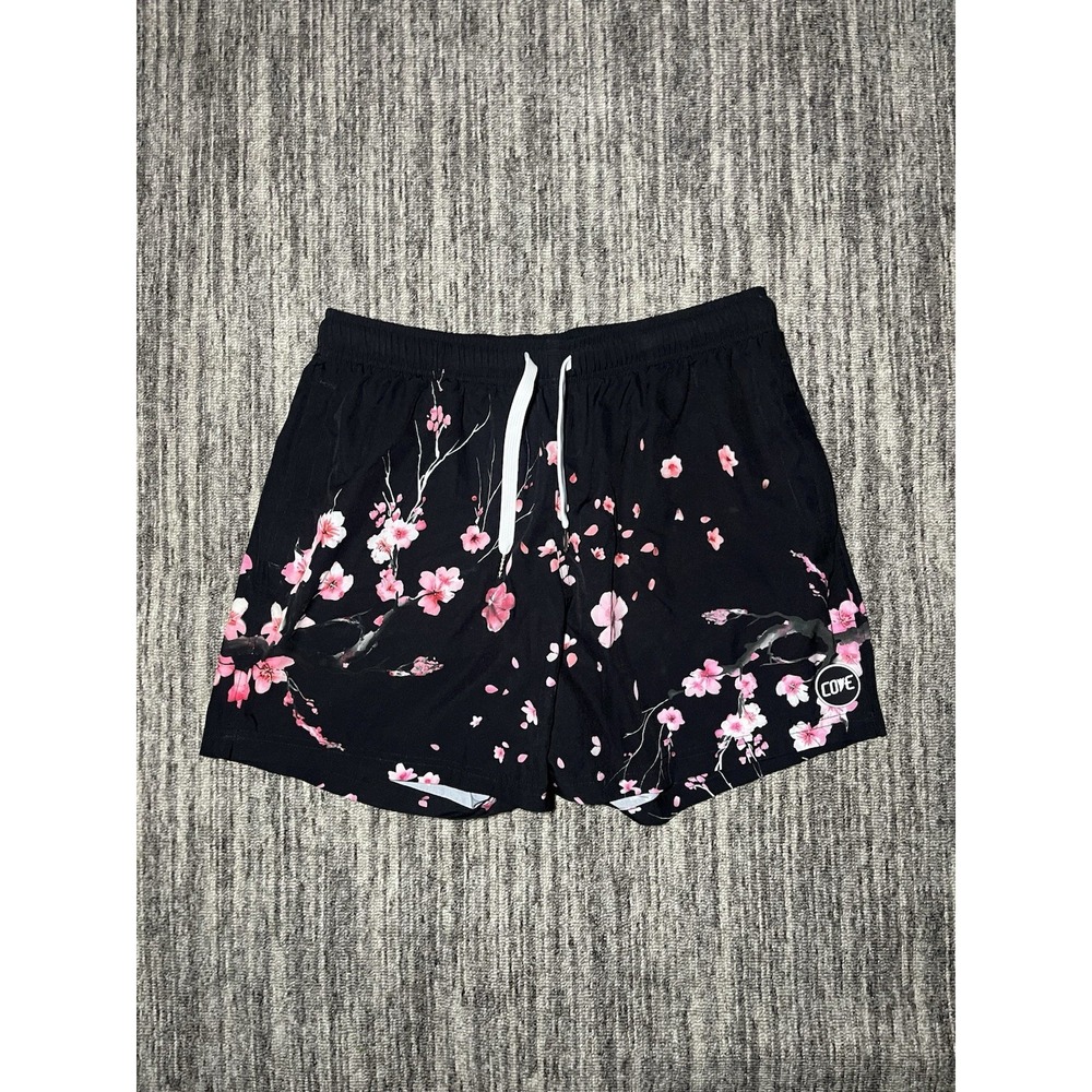 Cove Shorts Mens Black Blossom Size 34 Athletic Gym 5" Inseam Drawstring